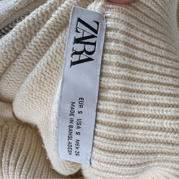 Zara Striped Knit Cardigan Zip Sweater in ivory/navy Size S - Picture 4 of 6